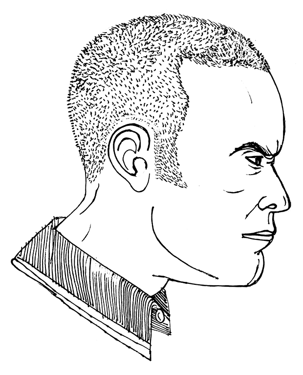 The Barber Book's skinhead illustration, by Matteo Guarnaccia