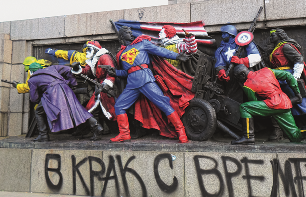 The Monument to the Soviet Army, Sofia, with its 2011 graffiti