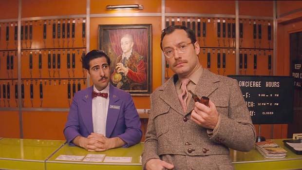 Jason Schwartzman and Jude Law, in Wes Anderson's The Grand Budapest Hotel