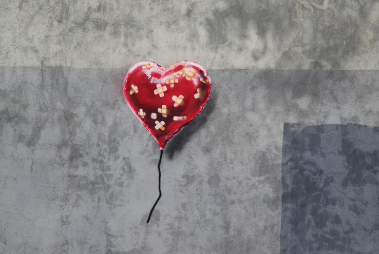 Banksy's heart-shaped balloon, in Red Hook, New York, earlier this month.