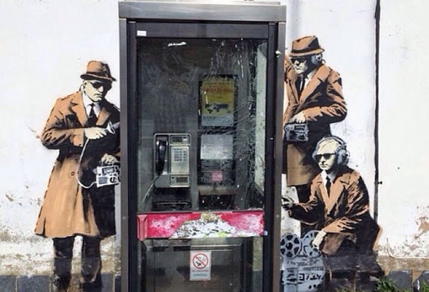Banksy's surveillance-themed work in Cheltenham