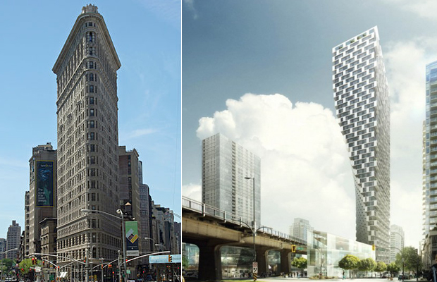 The Flatiron building in New York, BIG architects, Beach + Howe Tower, Vancouver