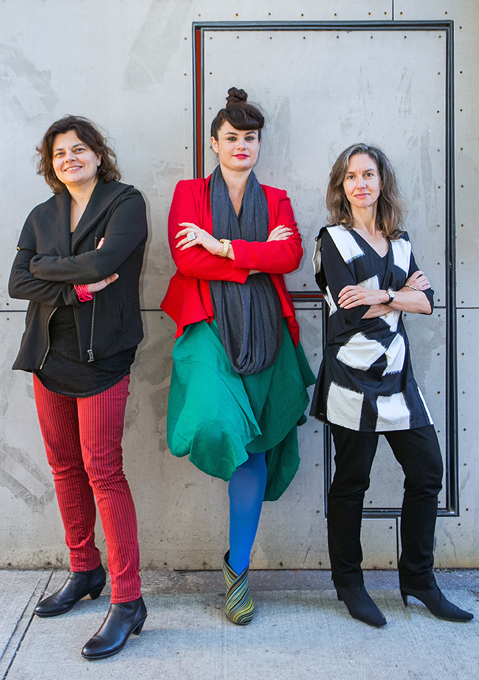 Ana Milja?ki, Eva Franch i Gilabert and Ashley Schafer, Curators of OfficeUS. Photo: Cameron Blaylock.