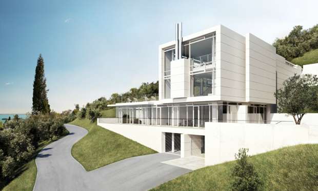 Richard Meier & Partners, CGI rendering for Villa Cardone, Lake Garda, Italy