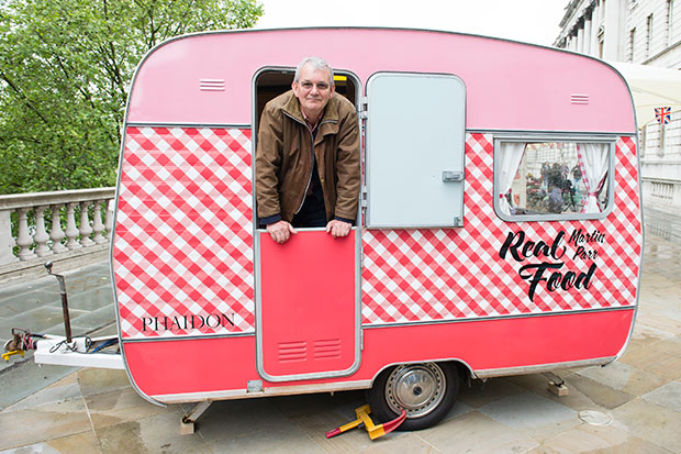 Martin Parr in the Real Food caravan at Photo London May 18, 2016 photo Getty Images