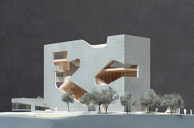 An early rendering of the Hunters Point Community Library in Long Island City. Image courtesy of Steven Holl