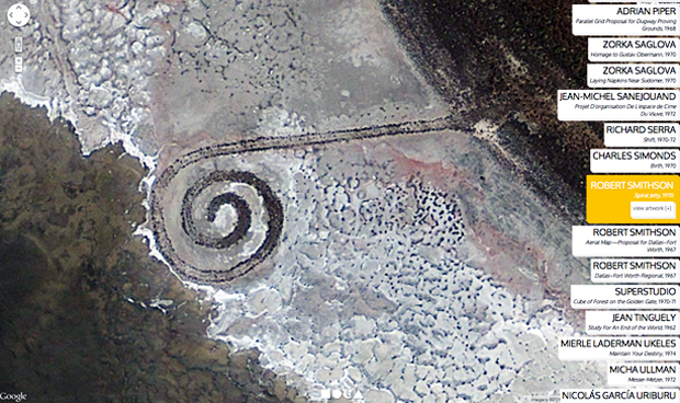 Aerial view of Robert Smithson's Spiral Jetty, Utah