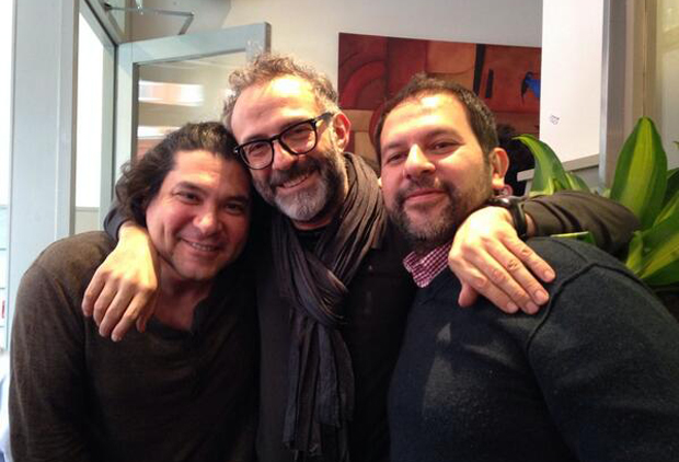 Enrique Olvera (far right) with Gaston Acurio and Massimo Bottura in London ahead of the 50 Best Restaurants awards