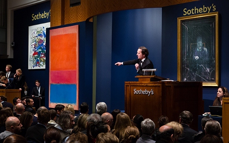 Sotheby's worldwide head of contemporary art, Tobias Meyer, led the bidding at the contemporary art evening auction