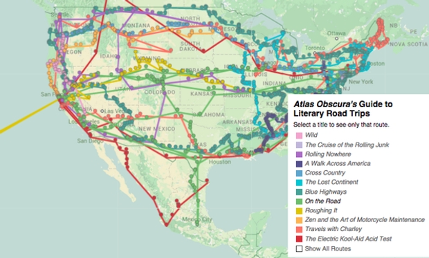 Atlas Obscura's literary road-trip map