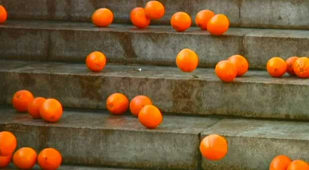 Take an orange and throw it away without thinking too much (2006) by Koki Tanaka