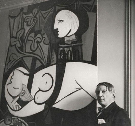 Pablo Picasso with Nude, Green Leaves and Bust in 1932 at 23 rue la Boétie, Paris. Photograph by Cecil Beaton
