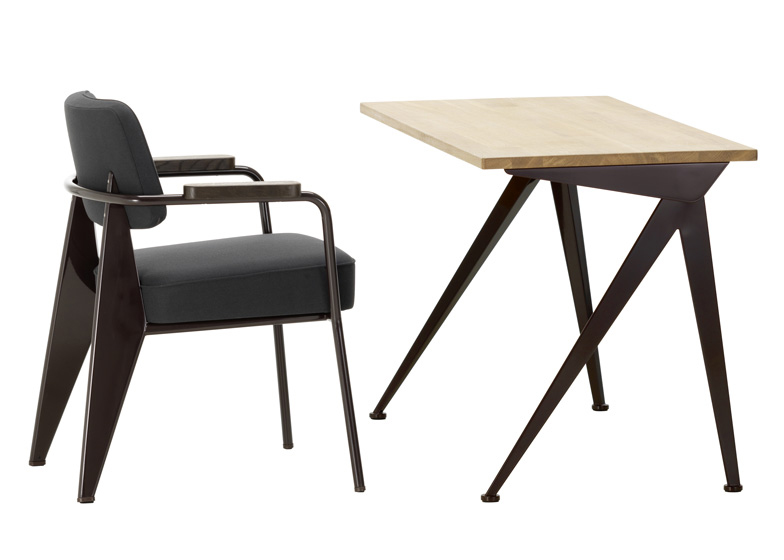  Jean Prouvé's Fauteuil Direction chair and Compas Direction table, reworked by Hella Jongerius