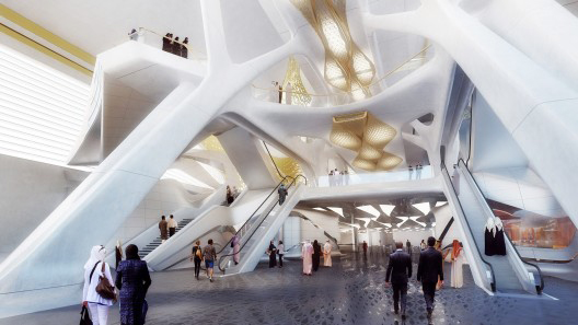 Zaha Hadid's designs for The King Abdullah Financial District metro station, Riyadh, Saudi Arabia